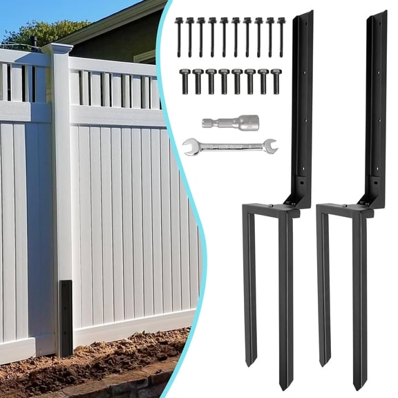 2 Pcs Fence Post Repair Kit, Heavy Duty Fence Post Anchor with Black Powder-Coated,Post Buddy Fence Repair Tilted/Broken Wood Fence Post