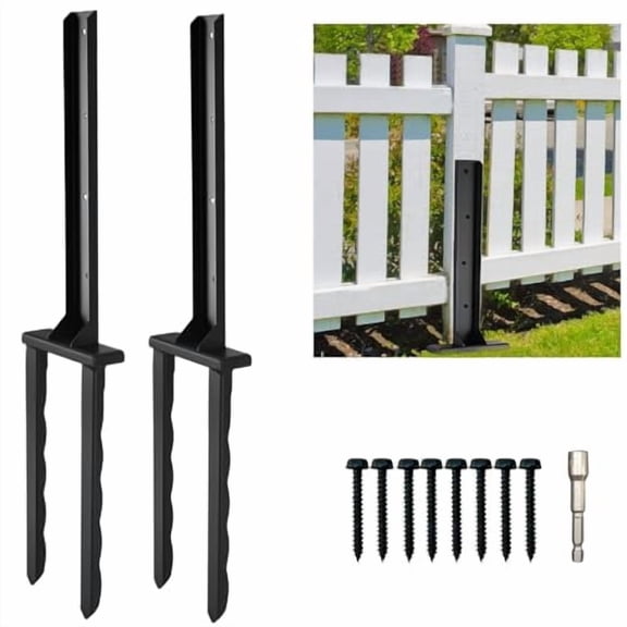 2 Pcs Fence Post Repair Kit Heavy-Duty Serrated Design Fence Post Repair Piles, specifically Designed to Repair Tilted/Broken/Wobbly Wooden Fences$$Tools & Hardware Other
