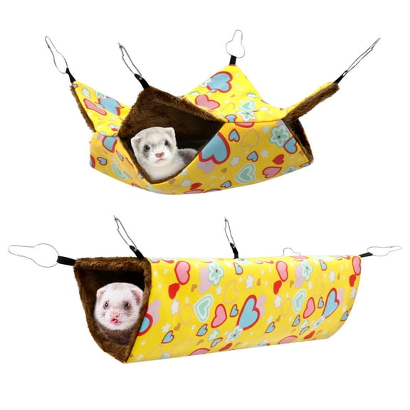 2 Pcs Ferret Hammock Polyester Guinea Pig Hammock with Loop and Tunnel Practical Pet Cage Accessories for Parrot Squirrel Mouse