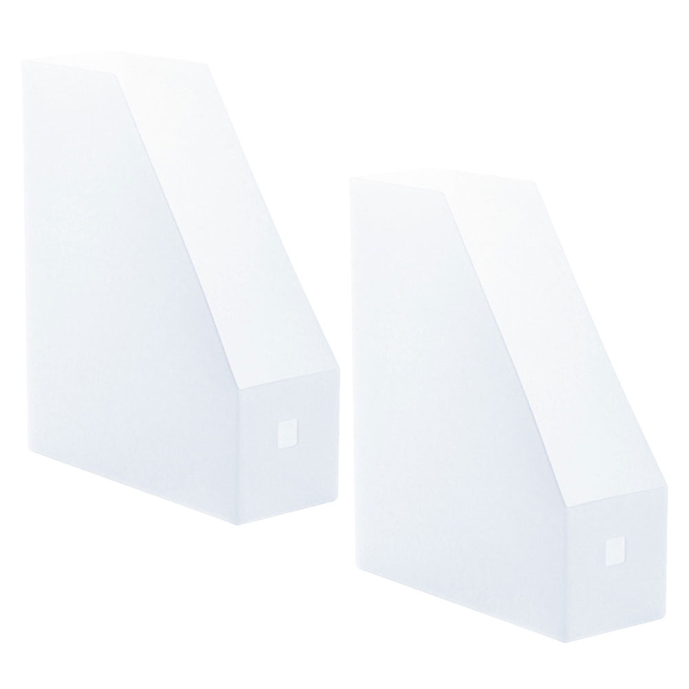 2 Pcs File Storage Rack Desktop White Bookcase Bookshelf Magazine