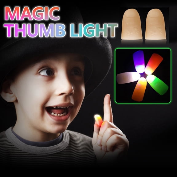 2 Pcs Finger Lamps Thumb Light Trick LED Finger Lights Light Up Thumb Tip Fake Finger Prank Tool for Magic Prop Party Bar Show Perform Lamp