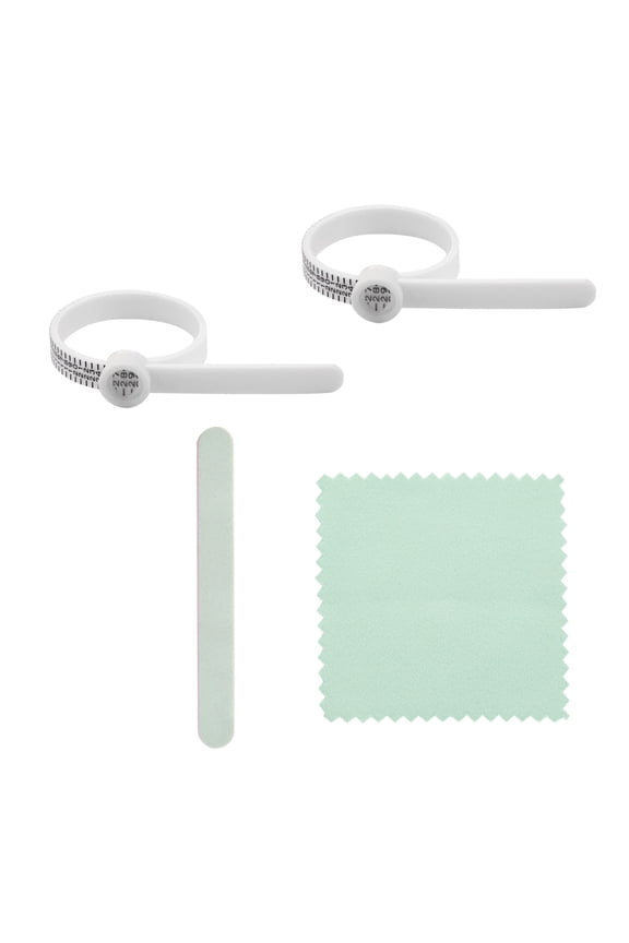 2 Pcs Finger Measuring Tools Plastic Ring Sizer Jewelry Gauge Measuring Tool with Strip File and Polishing Cloth for Women Men British Version for DIY