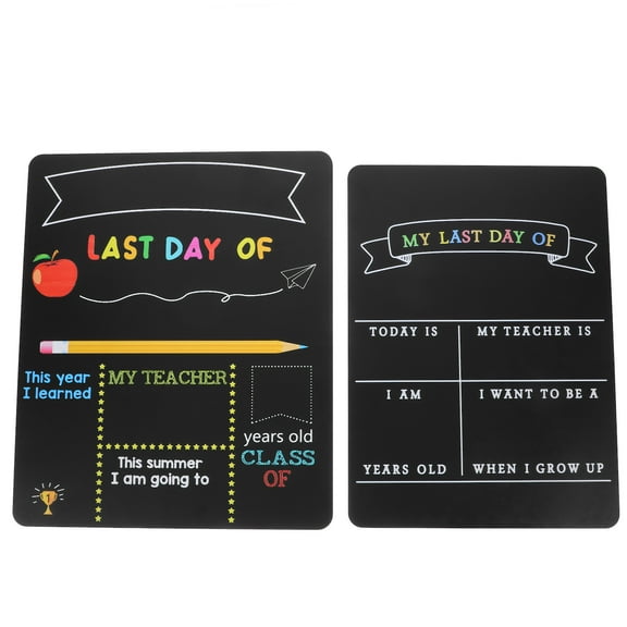 WRISTBIQUE First Day of Preschool Decorations Double Sided Back to School Board Black Wood 2Pcs