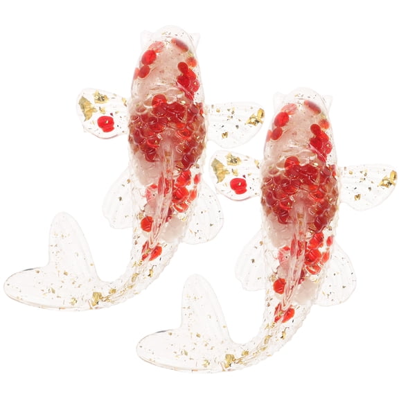 2 Pcs Fish Decor Fisherman Art Figurines Trout Robotic Travel Work Red