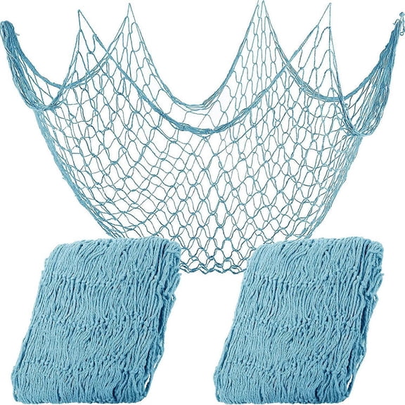 2 Pcs Fish Net Wall Decoration Cotton Fishnet Decor for Pirate Hawaiian Party