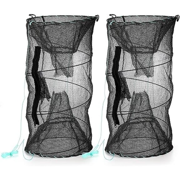 2 Pcs Fishing Bait Trap, Crab Traps Minnow Traps, Crawfish Trap, Collapsible Net, Foldable Fishing Net Portable Folded Fishing Accessories$$Sport & Recreation Other