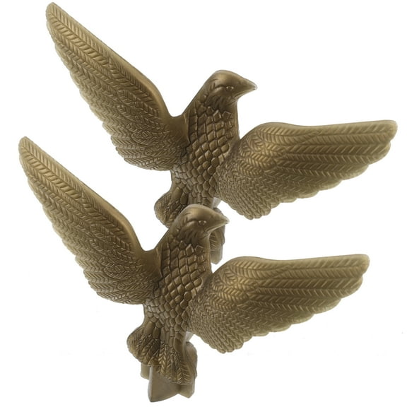 2 Pcs Flag Pole Top Ornament Flagpole Eagle Head outside Golden