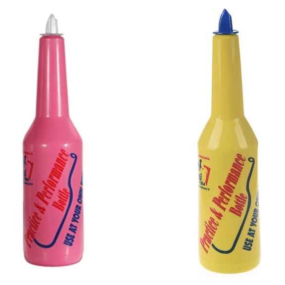 2 Pcs Flair Bartender Bartending Practice Bar Pub Bottle Wine Cocktail Shaker, Pink & Yellow