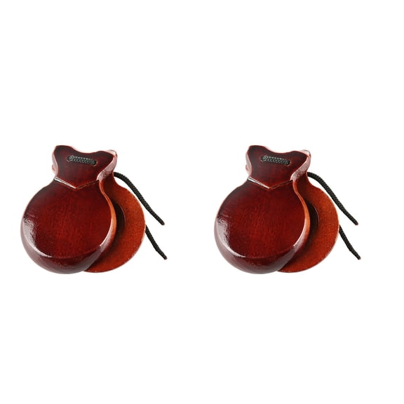 2 Pcs Flamenco Dance Castanets with String Spanish Castanet Hand Percussion Instrument Musical Toy for Kids Adults