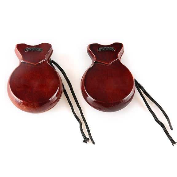 2 Pcs Flamenco Dance Castanets with String Wood Spanish Castanet Hand Percussion Instrument Musical Toy for Kids Adults