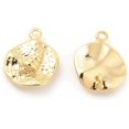 thumbnail image 1 of 2 Pcs Flat Round Brass Textured Charms Textured Pendant Decoration Flat Round with Conch Pattern Charm for Women Birthday Festival Elegant Gifts DIY Personalized Jewelry 13.5x11x4mm, 1 of 3