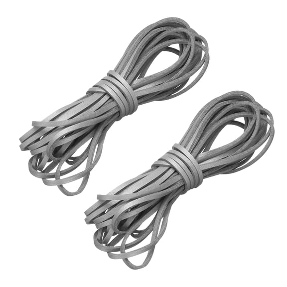 2 Pcs Flat Suede Leather Cord, 5.5 Yards 2.6mm Craft Braiding String, Silver