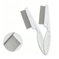 thumbnail image 1 of 2 Pcs Flea Comb Set, Stainless Steel Pet Lice Tick Remover, Large & Small for Dogs Cats Grooming, White, 1 of 6