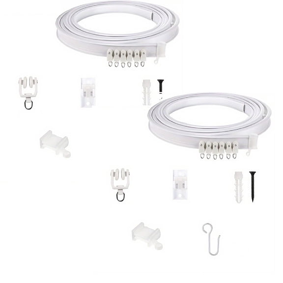 2 Pcs Flexible Bendable Ceiling Curtain Track, 1m (3.3ft), Ceiling Mounted, Metal, White, Window Dressing Hardware, Hanging Rod