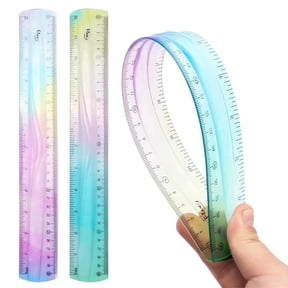 2 Pcs Flexible Ruler,12 Inch Bendable Ruler,Soft Plastic Ruler,Gradient Colored Flex Ruler,Soft Ruler with Centimeter and Inch