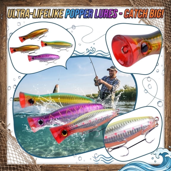 2 Pcs Floating Bass Lures with Rotating Tail, Suitable for Freshwater & Saltwater, a Practical Gift for Fishing Lovers and Beginner Anglers