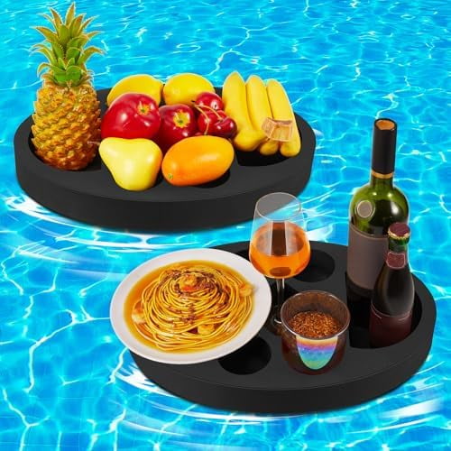 2 Pcs Floating Drink Holder for Pool Foam Refreshment Table Tray 17.7 x 11.8 Inch Table Portable Floating Tray 7 Compartment Drink Floaties for Beach Pool Party Hot Tub$$Garden & Patio