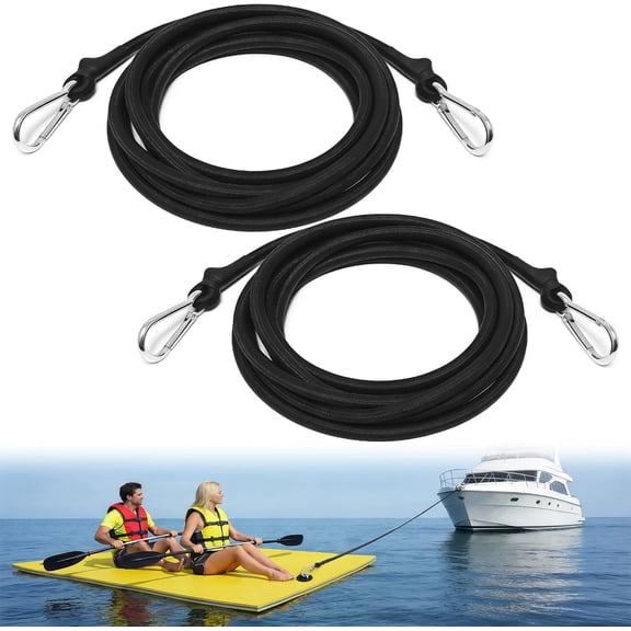 2 Pcs Floating Mat Bungee Cord with Hooks, Floating Mat Tether Kit, Foam Lake Mat Bungee Cords Heavy Duty Outdoor for Fixing Lily Pads, Inflatable Pool, Kayaks, Trailers