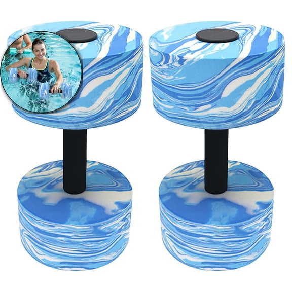 2 Pcs Floating Water Dumbbells, Buoyant Aqua Fitness Weights, Rubber Grip Swim Training Aids for Pool Exercise Use