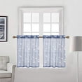 thumbnail image 1 of 2 Pcs Floral Leaf Embroidered Tier Curtain, Rod Pocket Linen Textured Short Curtain, 1 of 6