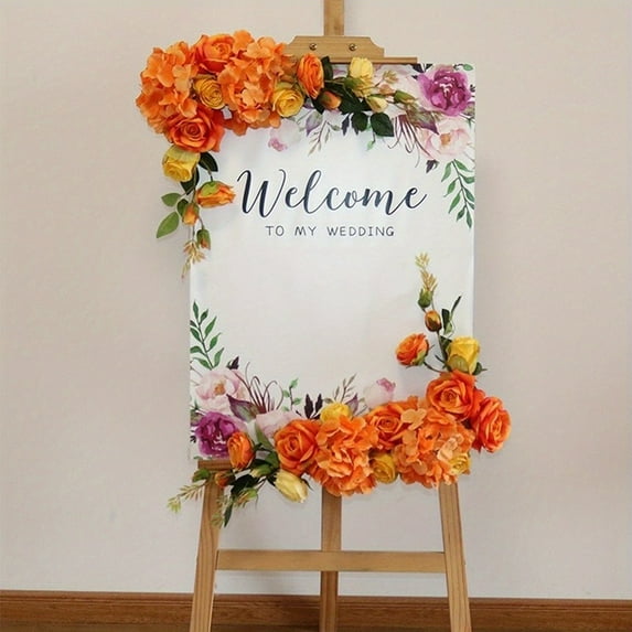 2 Pcs Floral Swags for Wedding Arch, Artificial Flower Swags Wedding Floral Props Welcome Sign Florals for Wedding Arches for Ceremony Arch Flowers for Wedding Decorations