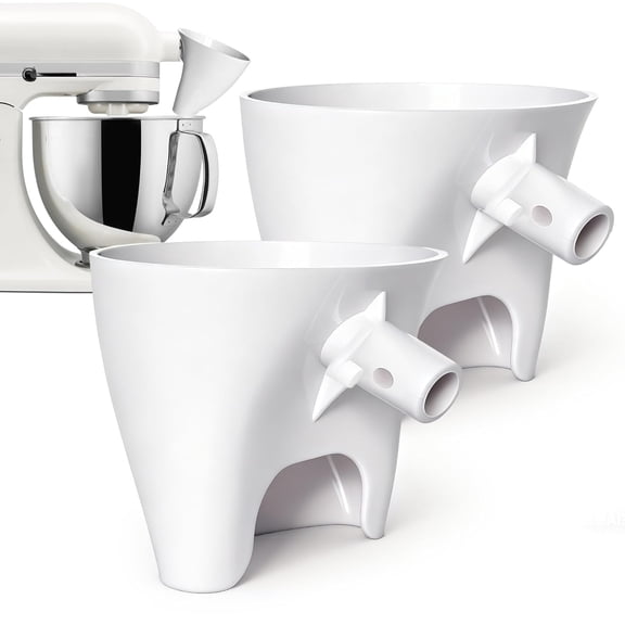 2 Pcs Flour Funnel for Kitchen Aid Artisan KSM150 4.5-5 Quart Tilt-Head Stand Mixer, Anti-Spill Easy-Pour Plastic Powder Funnel