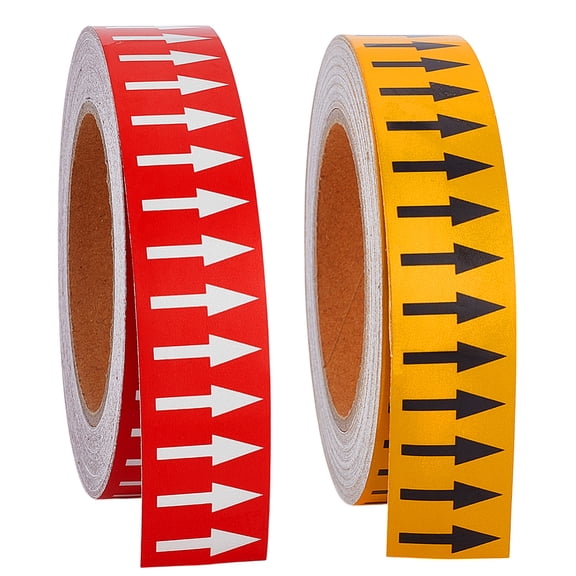 2 Pcs Flow Arrow Tape Pipe Identification Marking Stickers with Reflective Strips Adhesive Arrow Labels