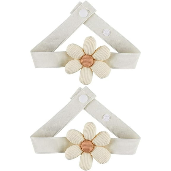 2 Pcs Flower Curtain Tiebacks Curtain Holdbacks Curtain Clips Boho Japanese Curtain Ties Backs Decorative Rope Adjustable Daisy Curtain Buckles for Bedroom Window Treatment 16.5 Inch Cream