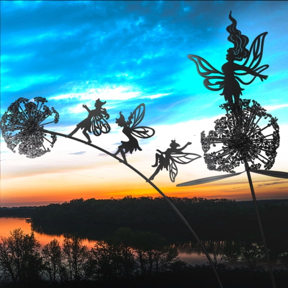 2 Pcs Flower Fairy Dancing with Dandelion Fairy Garden Sculptures Dancing Fairy