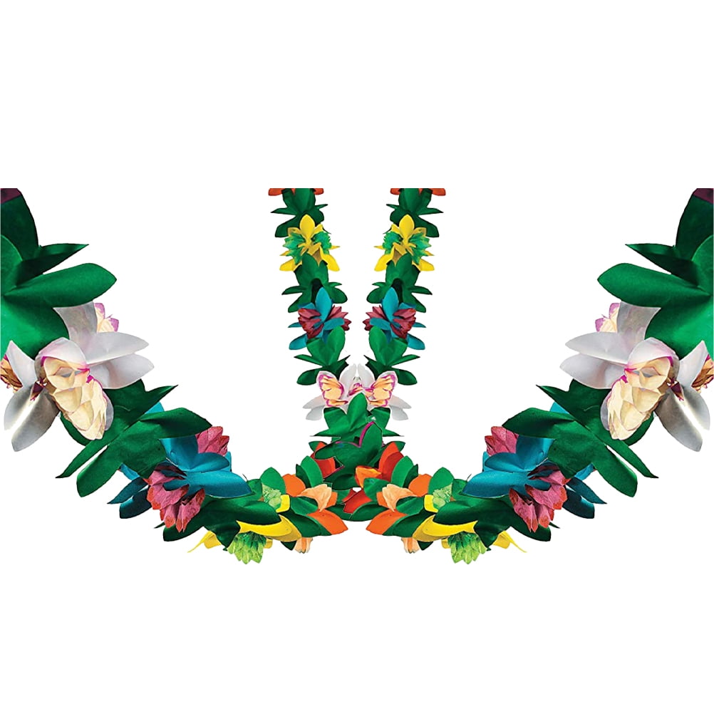 2 Pcs Flower Garlands Jungle Decorations Paper Flower Banner Hawaii Flower Banner The Banner