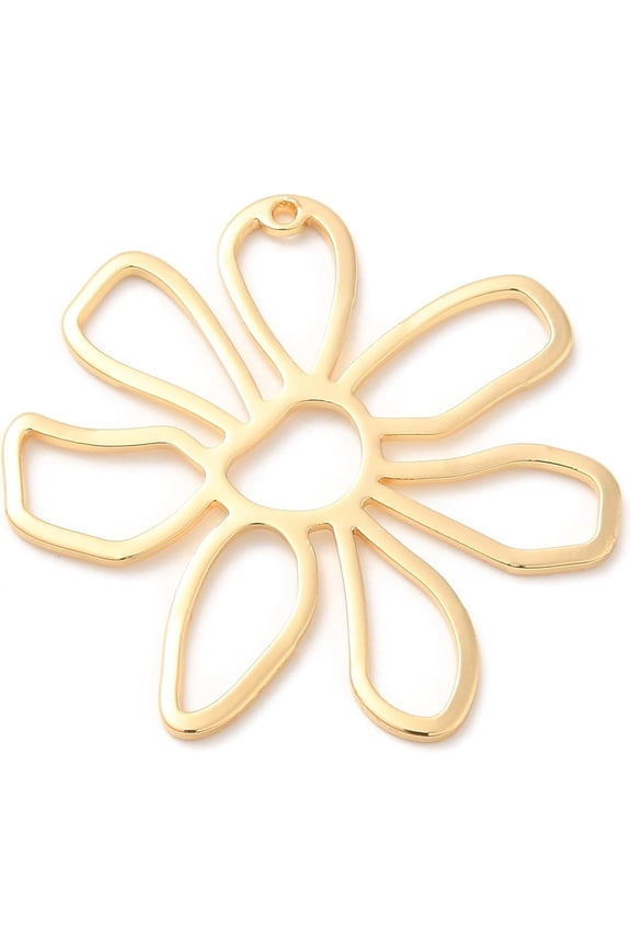 2 Pcs Flower Pendant Charms Brass Pendants Flower Charm Real 18K Gold Plated Metal Charms Pendant Pendant Decoration