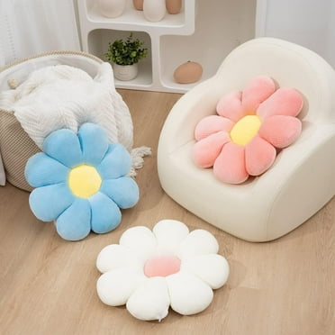 2 Pcs Flower Pillow, Pink White Daisy Shaped Throw Pillows Cute Preppy