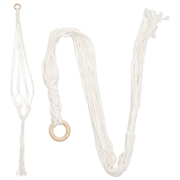 FUEENIRVA Indoor Flower Pot Hanger Macrame Plant Hanger Wooden Decorative Plant Lovers 2Pcs