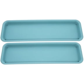 2 Pcs Flower Pot Tray Rectangular Plant Drip Trays Plant Water Trays for Indoors Plant Drainage Tray Blue