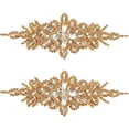 thumbnail image 1 of 2 Pcs Flower Rhinestone Applique Belt 3.5x9.4Inch Purple Golden Rhombus Diamond Sewing Appliques Iron on/Sew Rhinestone Patch for Bridal Dress Bridal Sash Wedding Headband Wedding Belt DIY, 1 of 9