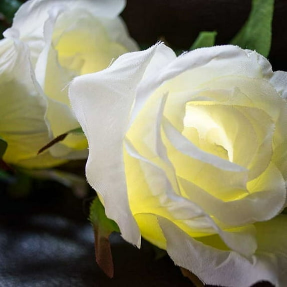 2 Pcs Flower String Lights LED Lighted Lighted Rose Blossoms 36 in. Battery Operated WHITE