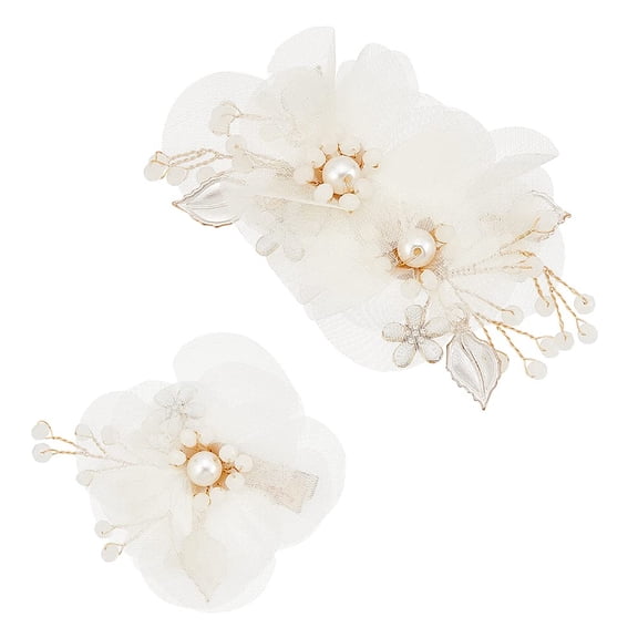 2 Pcs Flower Wedding Bridal Hair Clips Pearl Bridal Headpiece White Bridal Decorative Hair Pins Pieces for Women Boho Wedding Brides Bridesmaids Hair Accessories White