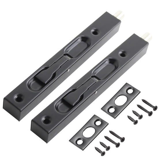2 Pcs Flush Bolt 6-Inch Stainless Steel Door Guard Lever Latch Lock Black For Fence Patio Wood Double Lock Accessories