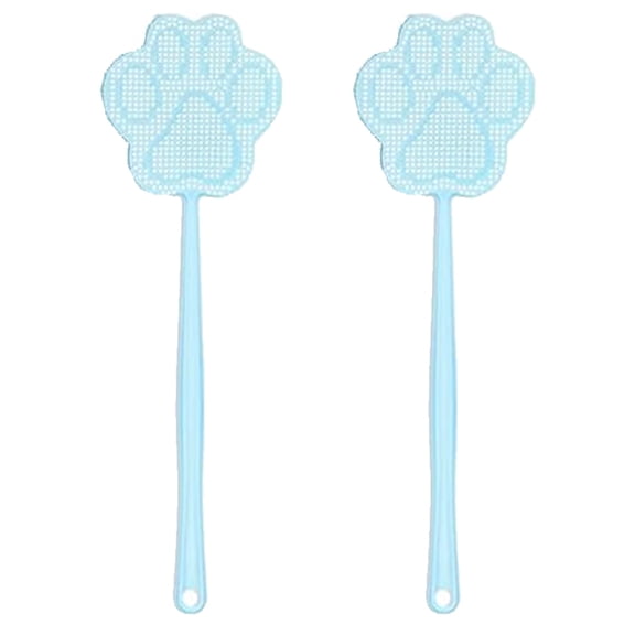 2 Pcs Fly Swatter Plastic Strong Flexible Manual Fly Swat Set Dog Long Range Handles Indoor and Outdoor Racket for Mosquito, Bee, Flies - Blue