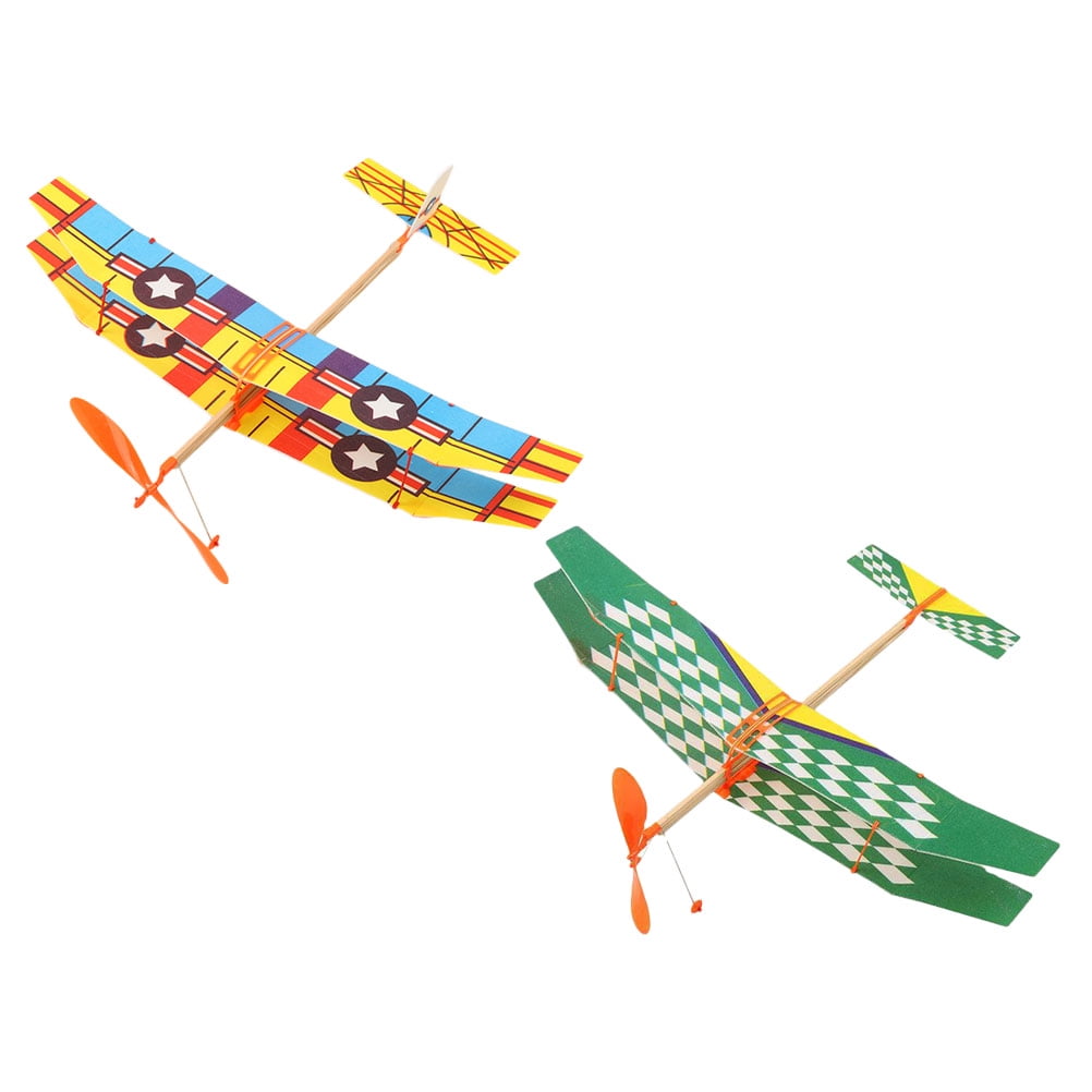2 Pcs Flying Toys outside Kids Rubber Band Plane Catapult Airplane Foam Outdoor Propeller Planes