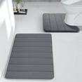 thumbnail image 1 of 2 Pcs Foam Bath Mat Set, Bathroom Rugs for Toilet, Soft, Comfortable, Water Absorption Mats, ThickMachine, Washable, Convenient for Daily Use(Dark Gray), 1 of 6