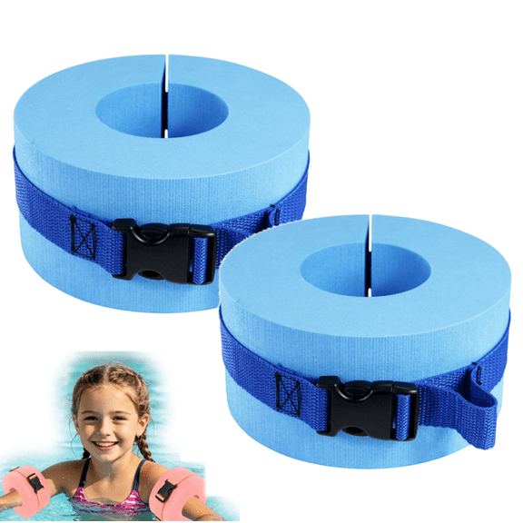 2 Pcs Foam Swim Aquatic Cuffs, Lightweight Water Aerobics Weights for Pool Exercise Workout Ankles Arms Belts, Float Discs Swim Ankle Bands Water Float A
