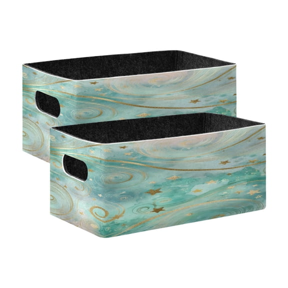2 Pcs Foldable Felt Storage Bins Decorative Fabric Organizer Baskets Storage Boxes for Shelf & Closet Beautiful Swirling Lines