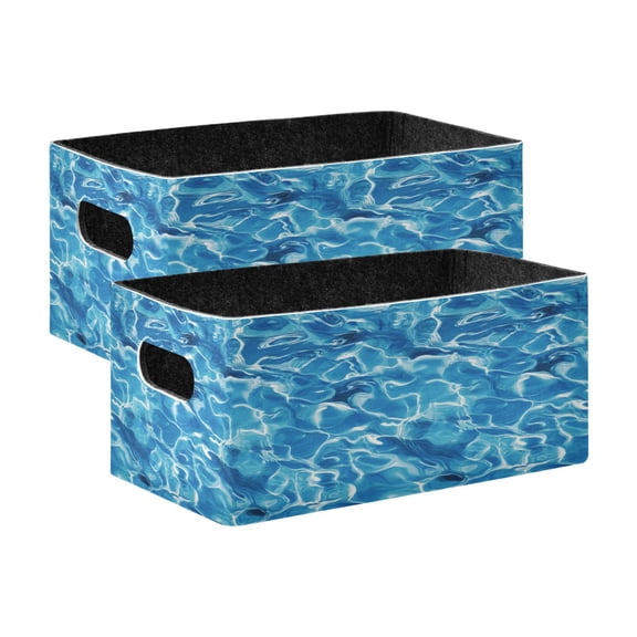 2 Pcs Foldable Felt Storage Bins Decorative Fabric Organizer Baskets Storage Boxes for Shelf & Closet Blue The Texture