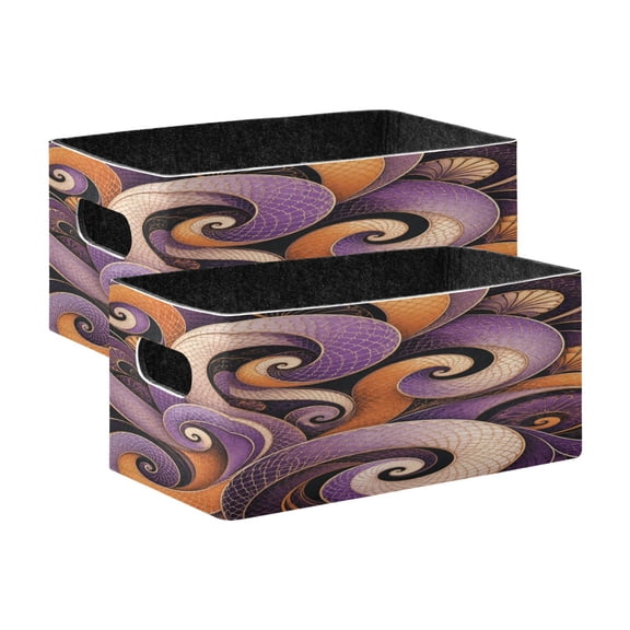 2 Pcs Foldable Felt Storage Bins Decorative Fabric Organizer Baskets Storage Boxes for Shelf & Closet Multiple Helical Coiled Pattern