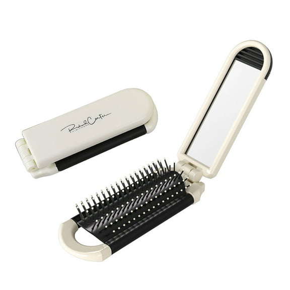 2 Pcs Folding Hair Brush with Mirror Portable Mini Hair Brush Small Compact Pocket Comb for Family Travel Car Gym Wig Bag Purse Gift Women