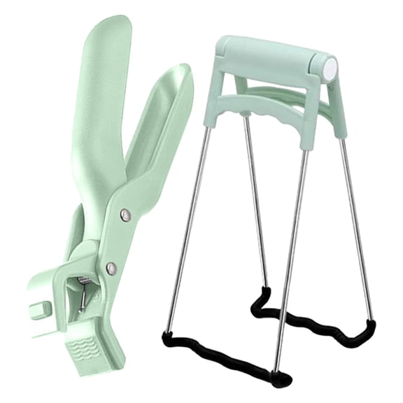 2 Pcs Folding Hot Dish Plate Clip Anti-Scalding Hot Bowl Dish Plate Gripper Set Stainless Steel Anti-Scalding Hot Bowl Dish Plate Gripper Clips Tongs Clamp Holder for Moving Hot Plate or Bowl, Green