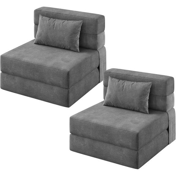 2-Piece Folding Sofa Bed Chairs, Convertible Sectional Couch with Foldable Design, Cloud Couch for Living Room, Multi-Functional Sofa & Bed