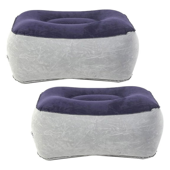 2pcs Inflatable Travel Foot Rest Adjustable Flocking Pillow Portable Soft Leg Cushion for Office Desk Car Chair Airplane
