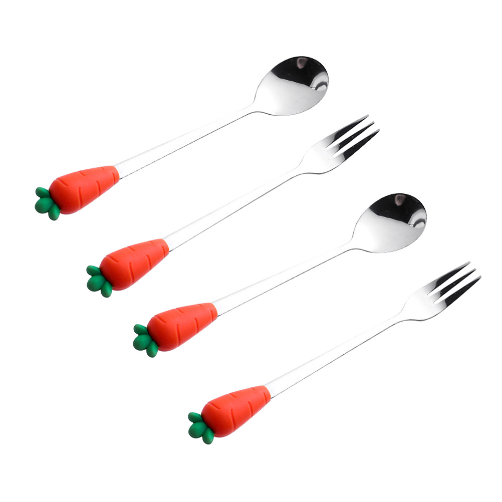 2 Pcs Fork Spoon Coffee Spoons Stainless Steel Spoon Coffee Spoon Ice